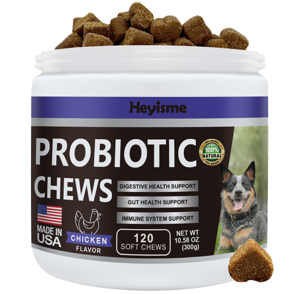 Probiotics for Dogs, Improve Yeast Balance, Itchy Skin Itchy Ears, Gut Health, Allergies, Immunity, Dog Probiotics and Digestive Enzymes with Prebiotics - Reduce Diarrhea (Chicken, 120 Chews)