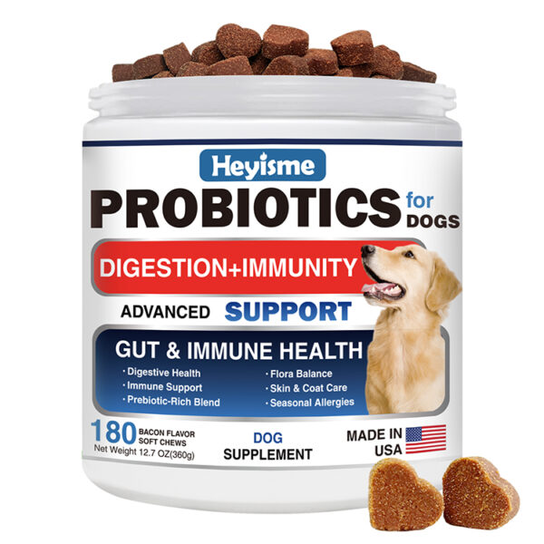 Probiotics for Dogs, Improve Yeast Balance, Itchy Skin Itchy Ears, Gut Health, Allergies, Immunity, Dog Probiotics and Digestive Enzymes with Prebiotics - Reduce Diarrhea (180 Chews, Bacon)